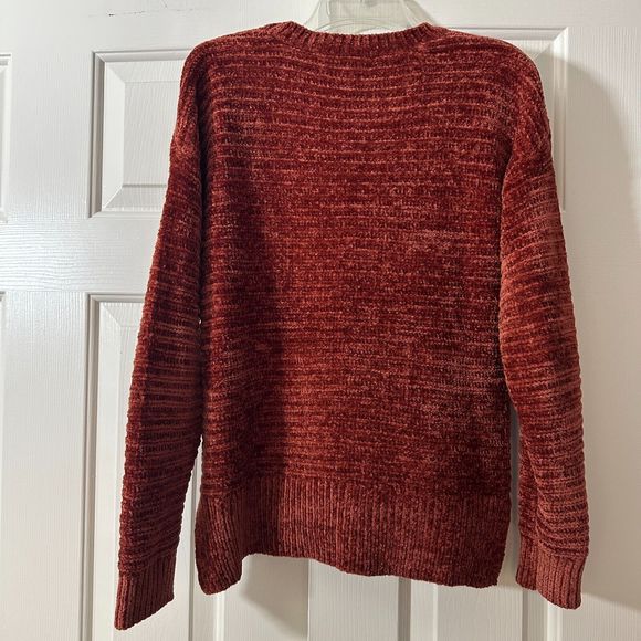 CloudChaser Women's Velvet Ribbed SuperSoft Orange Sweater Round Neck Size Small - Picture 7 of 12